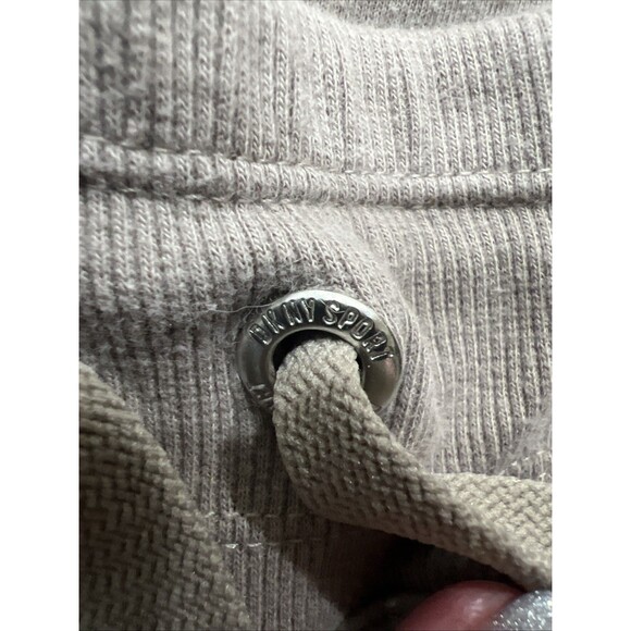 DKNY Womens Jogger Pants Beige Fleece Sweatpants Pull On Tapered Leg Sz Medium - Picture 8 of 9